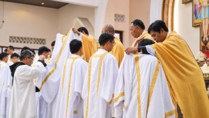 ceremonial vesting in the sanctuary