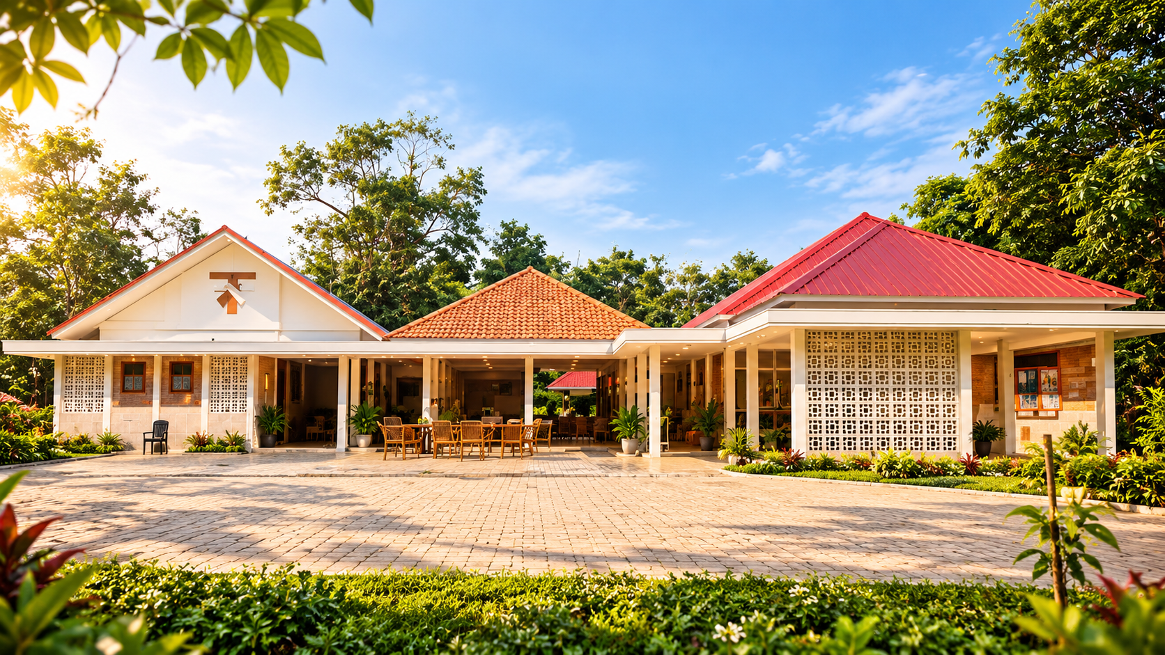 sunny community courtyard architecture